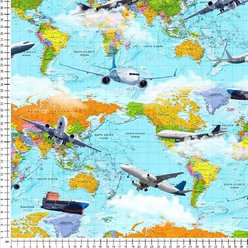 Kartta ja lentokoneet - värikäs